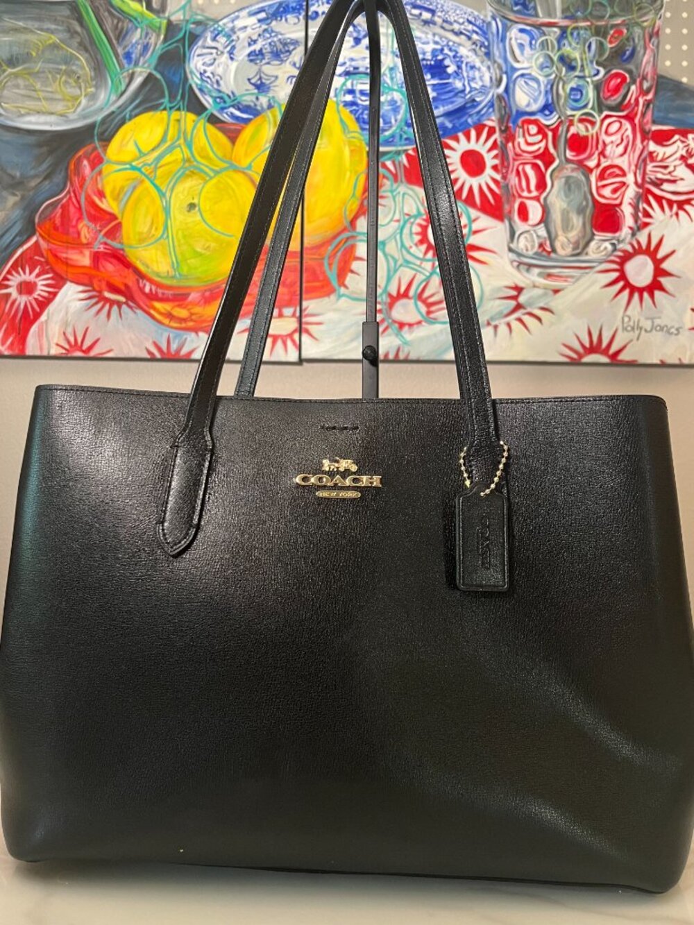 Coach Large Avenue Carryall F79988 Black Leather Tote Bag